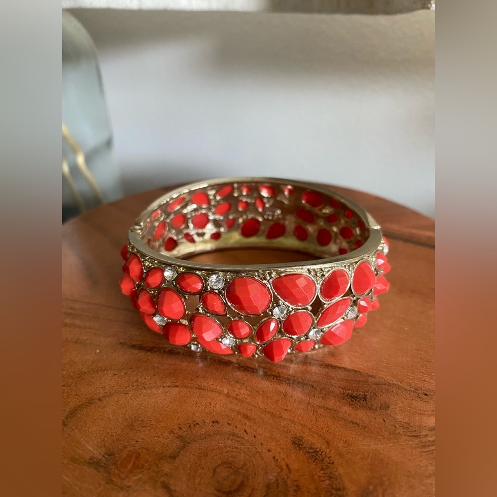 Woman NWOT Wide Bangle Beaded Bracelets w/ Jewels